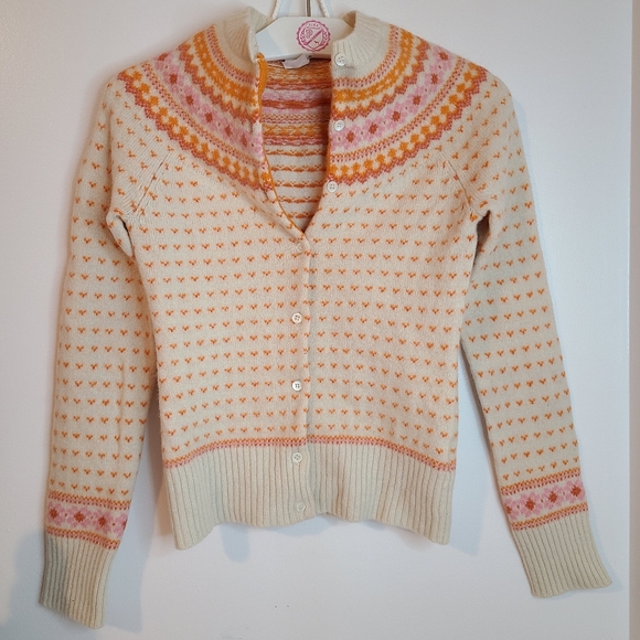 Vintage J. Crew 100% Lambs Wool Button Down Fair Ilse Sweater XS - Picture 1 of 9